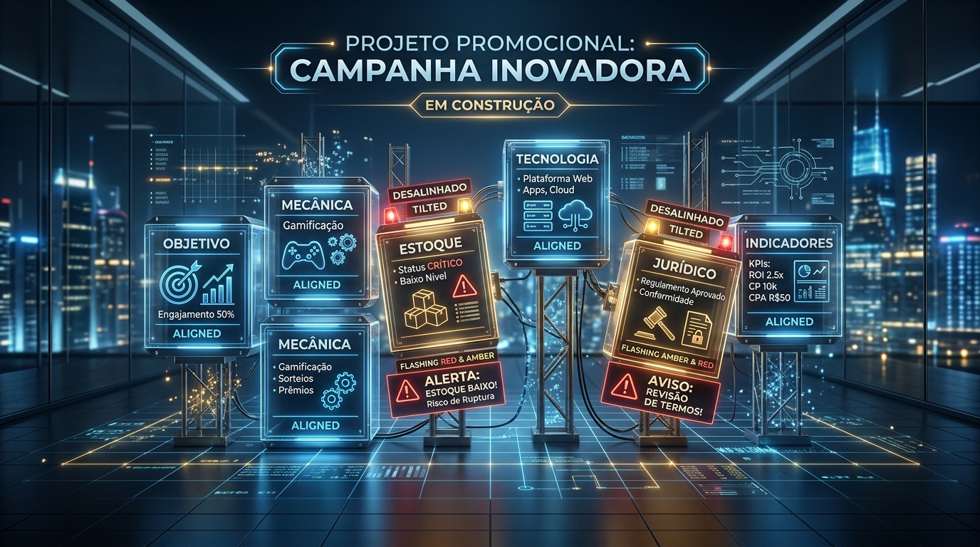 Erros de planejamento em objetivo, mecânica, operação e dados de uma campanha promocional.